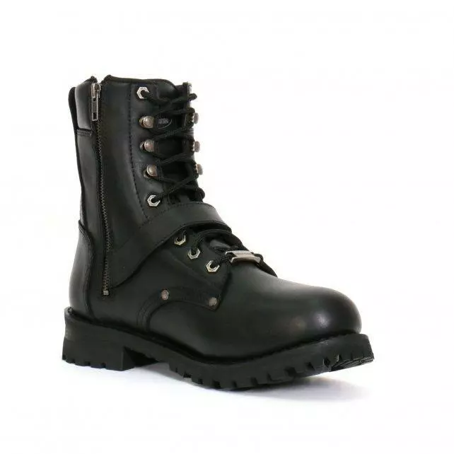 Hot Leathers BTM1006 Men's Black 8-inch Logger Leather Boots With Adjustable Buckle - Image 4