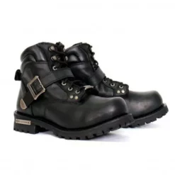 Hot Leathers BTM1007 Men's Black 6-inch Logger Leather Boots With Adjustable Buckle