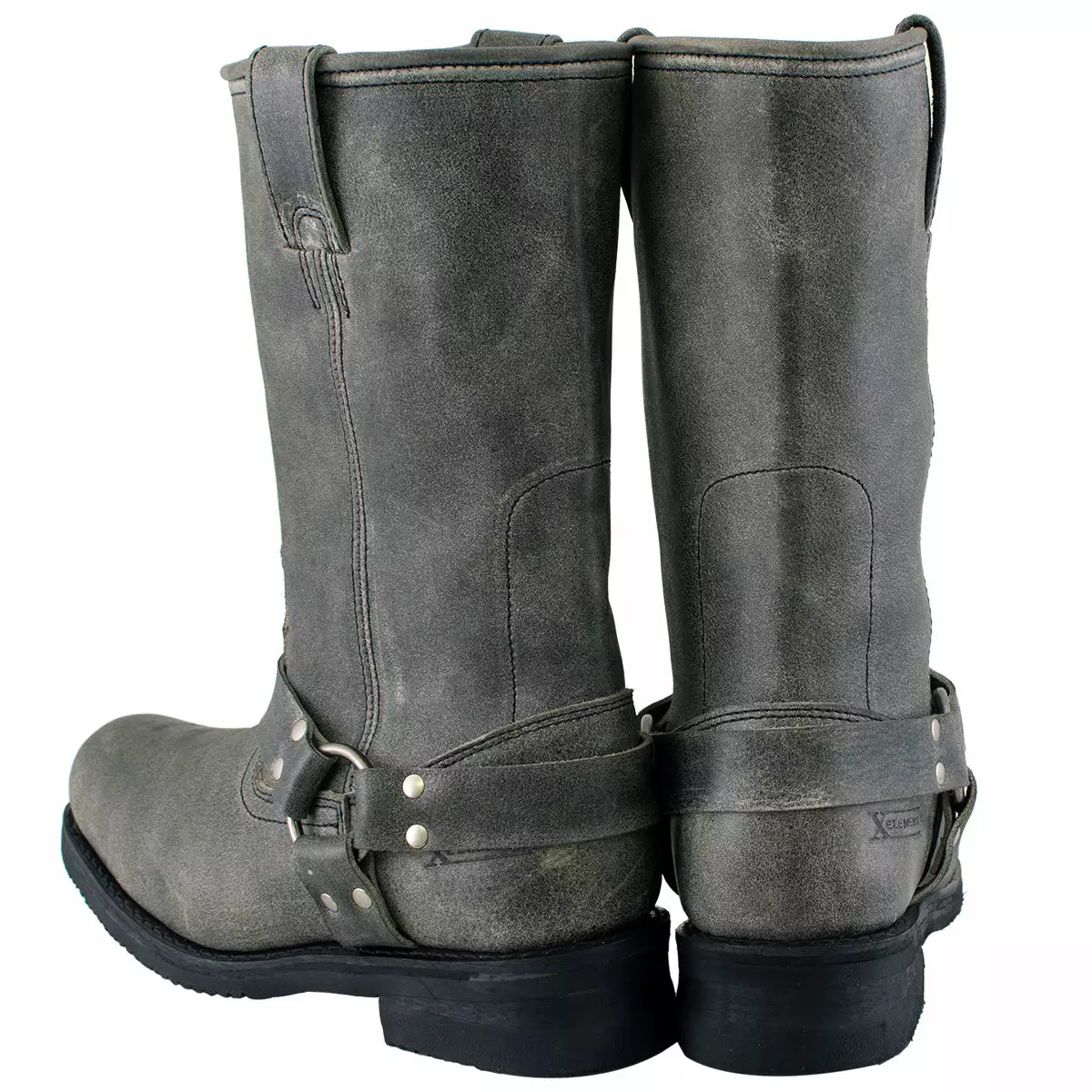 Xelement LU1605 Men's Classic Stone Wash Grey 13-inch Leather Harness Motorcycle Boots - Image 5