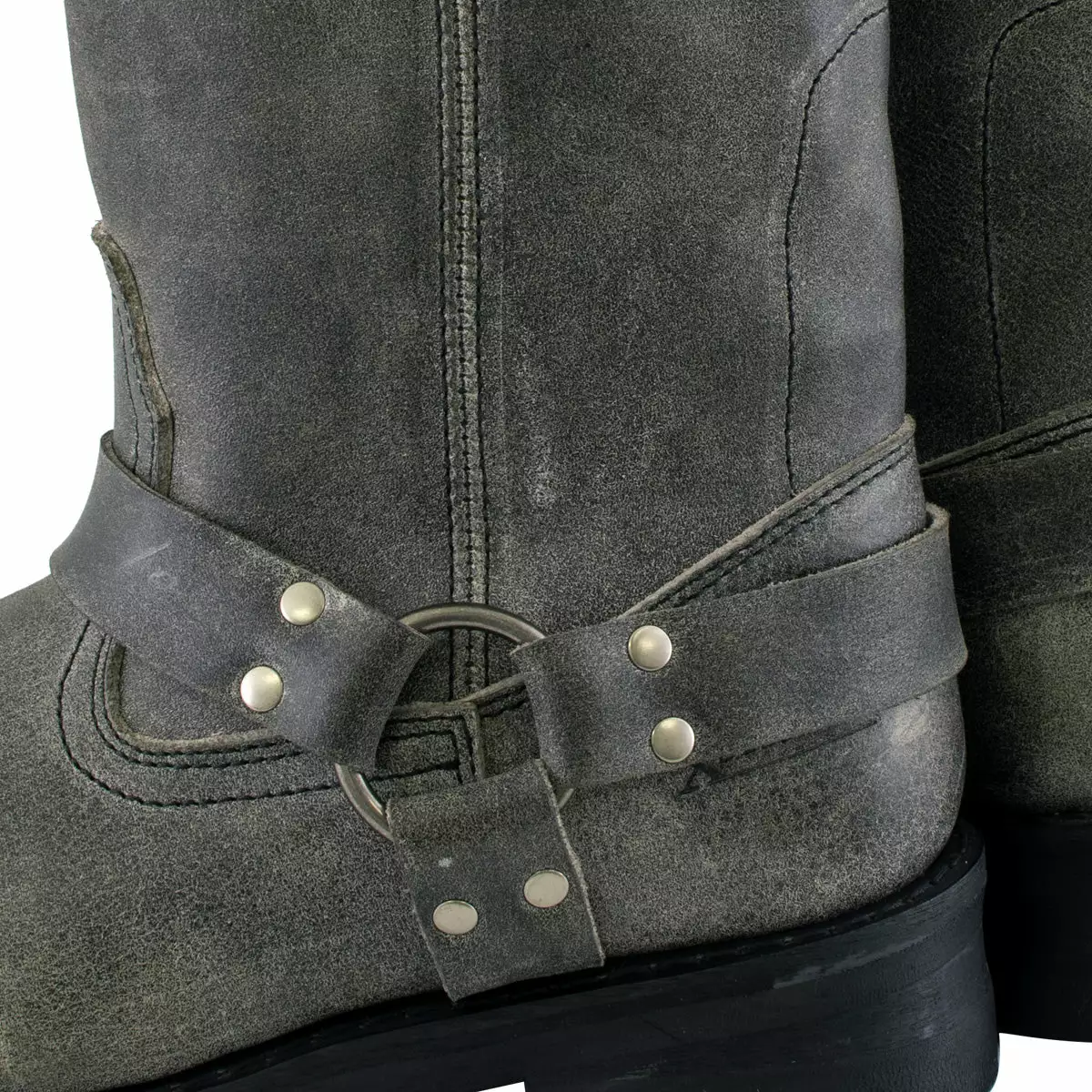 Xelement LU1605 Men's Classic Stone Wash Grey 13-inch Leather Harness Motorcycle Boots - Image 10
