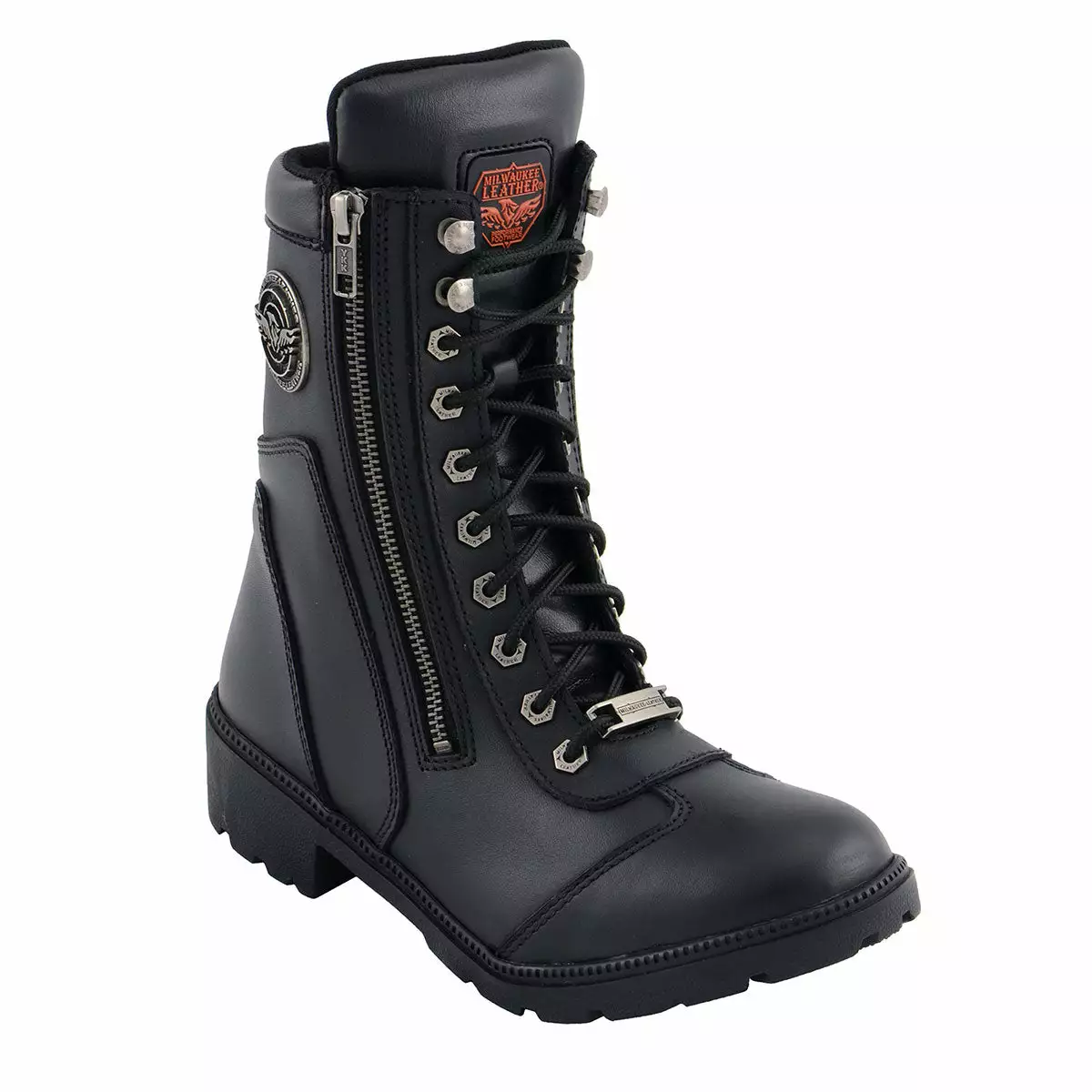 Milwaukee Leather MBL9301 Women's Black Lace-Up Boots With Side Zipper Entry - Image 2