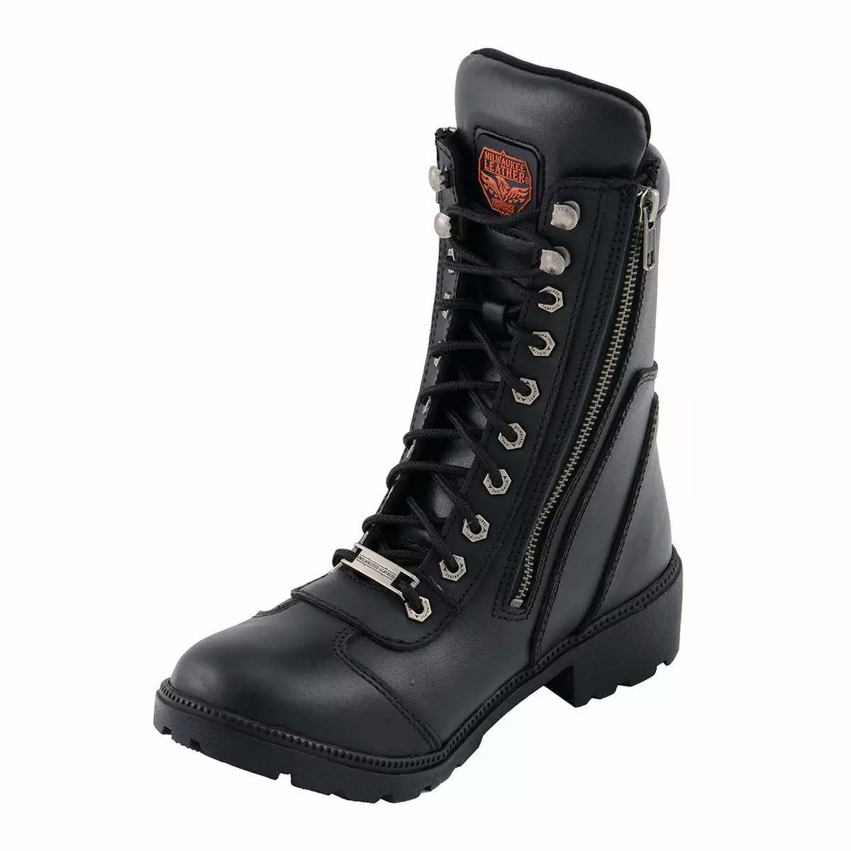 Milwaukee Leather MBL9301 Women's Black Lace-Up Boots With Side Zipper Entry - Image 5