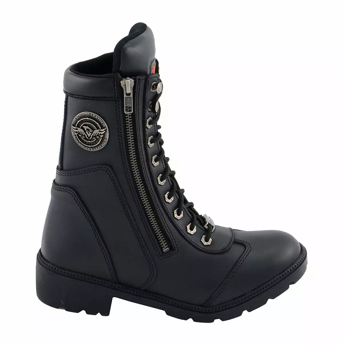 Milwaukee Leather MBL9301 Women's Black Lace-Up Boots With Side Zipper Entry - Image 10