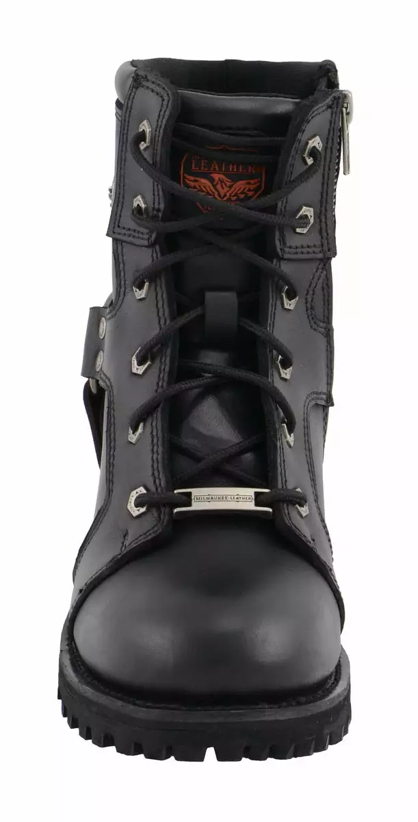 Milwaukee Leather MBL9302 Women's Black 8-Inch Lace-Up Motorcycle Harness Boots With Side Zipper Entry - Image 10
