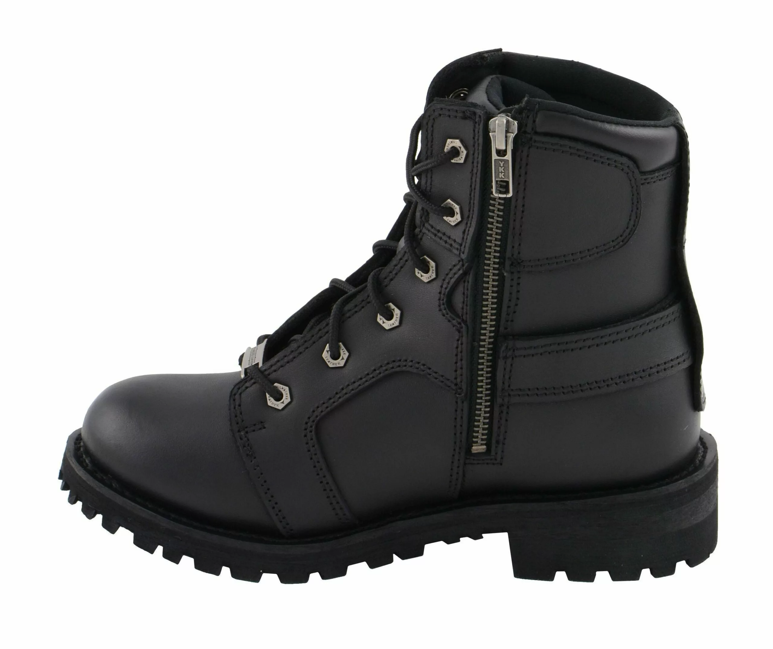 Milwaukee Leather MBL9302 Women's Black 8-Inch Lace-Up Motorcycle Harness Boots With Side Zipper Entry - Image 8
