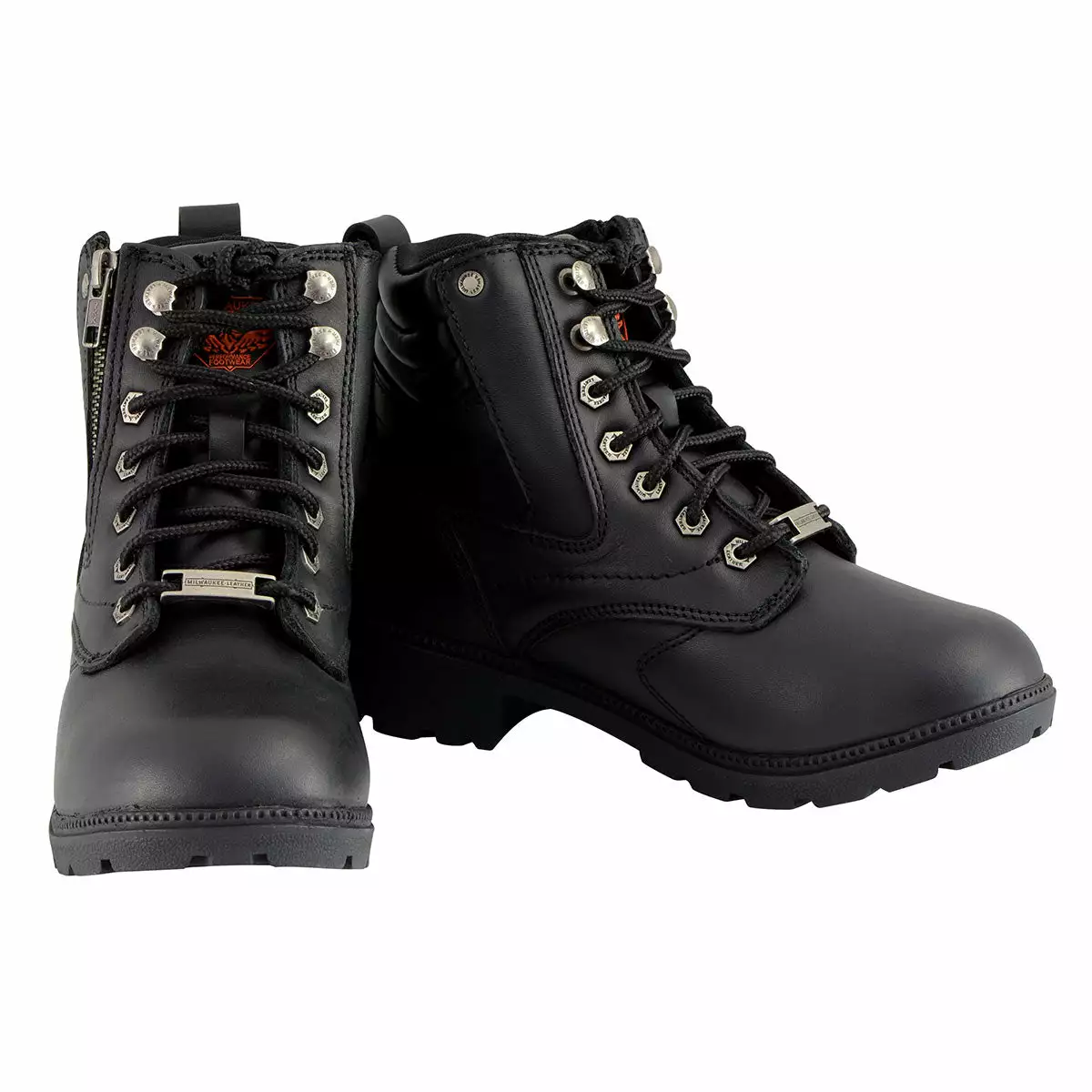 Milwaukee Leather MBL9320W Women's Black 'Wide-Width' Lace-Up Motorcycle Boots - Image 2