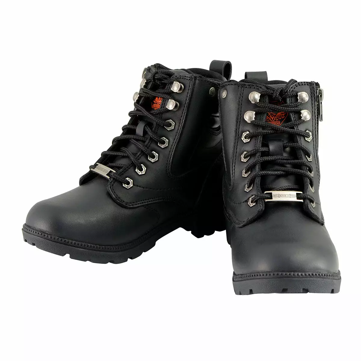 Milwaukee Leather MBL9320W Women's Black 'Wide-Width' Lace-Up Motorcycle Boots - Image 10