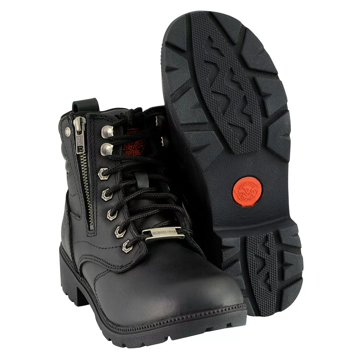 Milwaukee Leather MBL9320W Women's Black 'Wide-Width' Lace-Up Motorcycle Boots - Image 9