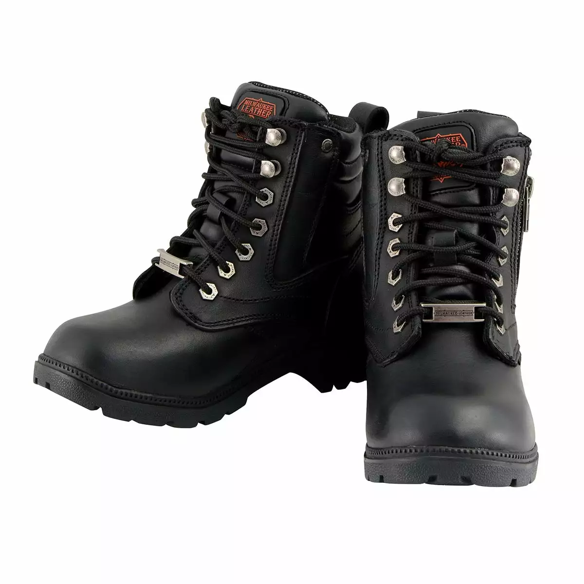 Milwaukee Leather MBL9321WP Women's Black Waterproof Lace-Up Boots With Side Zipper - Image 4