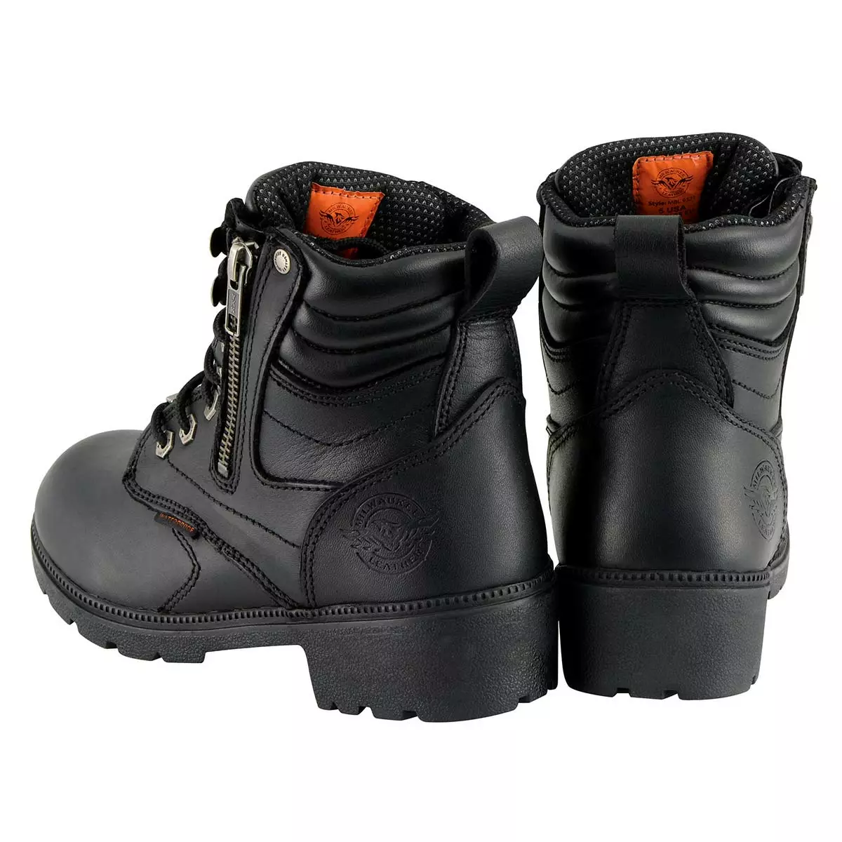 Milwaukee Leather MBL9321WP Women's Black Waterproof Lace-Up Boots With Side Zipper - Image 7