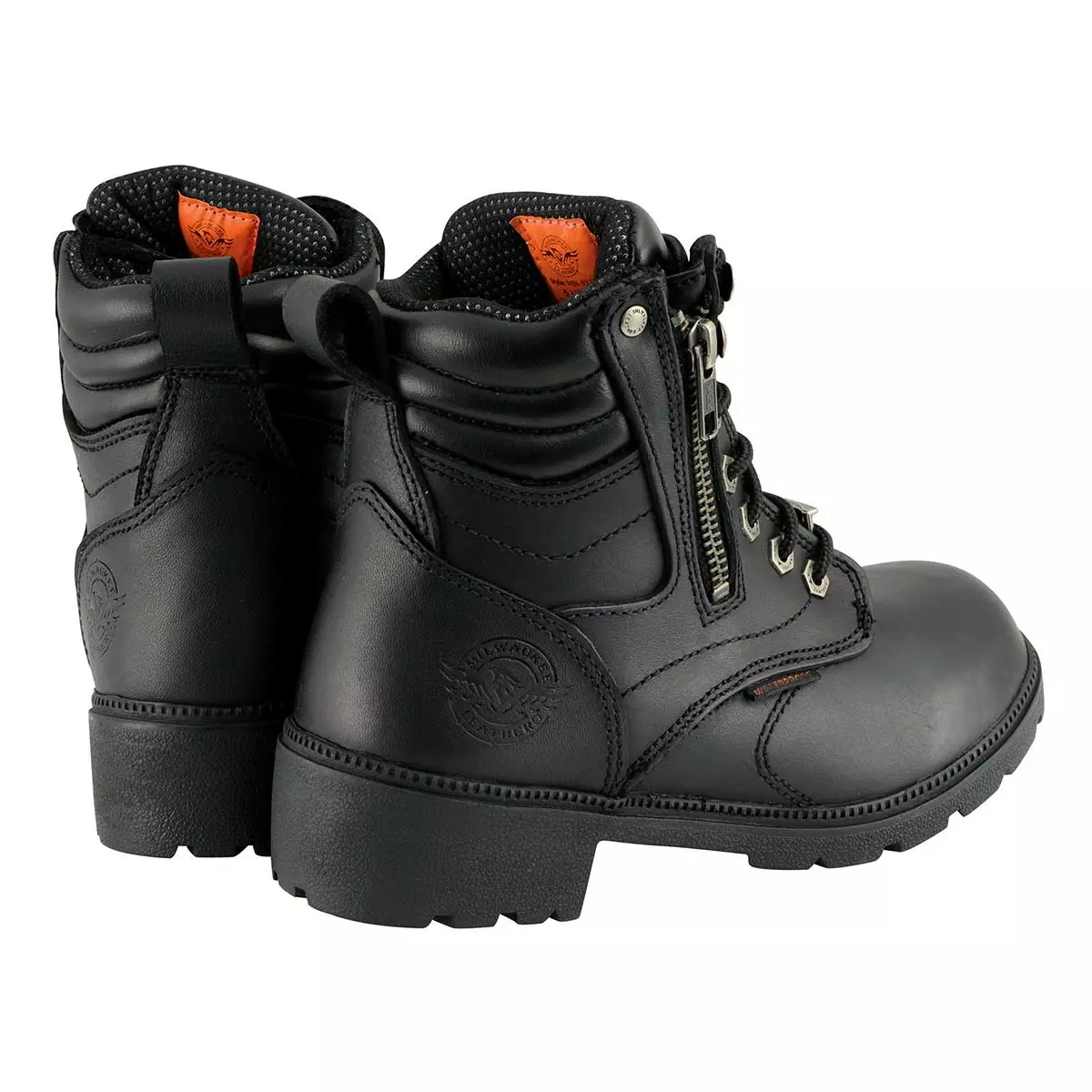 Milwaukee Leather MBL9321WP Women's Black Waterproof Lace-Up Boots With Side Zipper - Image 8
