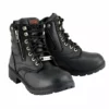 Milwaukee Leather MBL9321WP Women's Black Waterproof Lace-Up Boots With Side Zipper