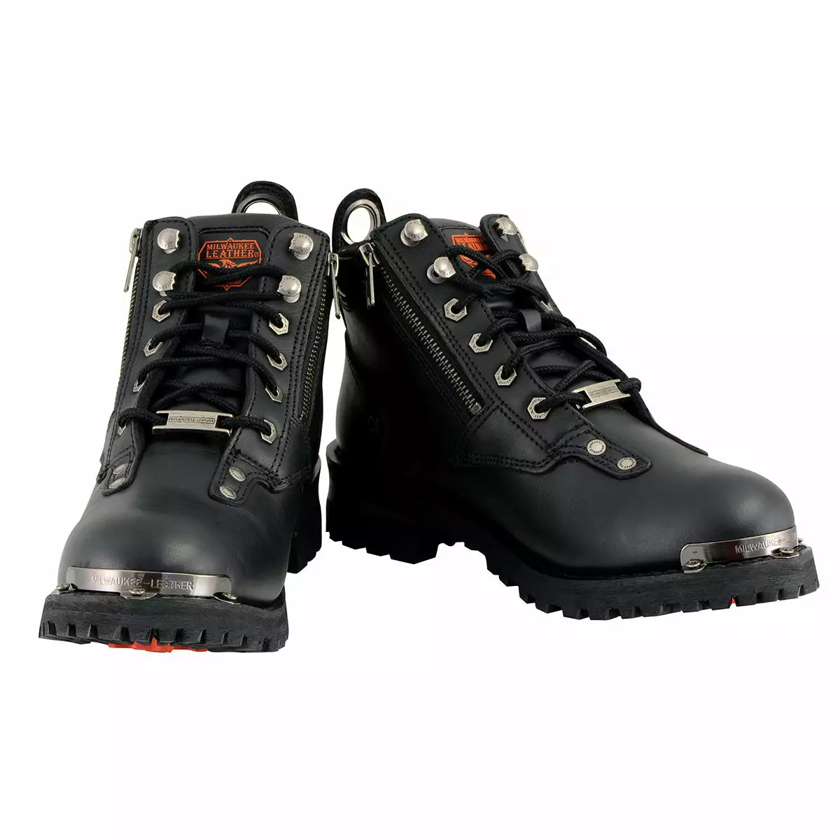 Milwaukee Leather MBL9335 Women's Black Low Cut Lace-Up Leather Riding Boots With Zippers - Image 2