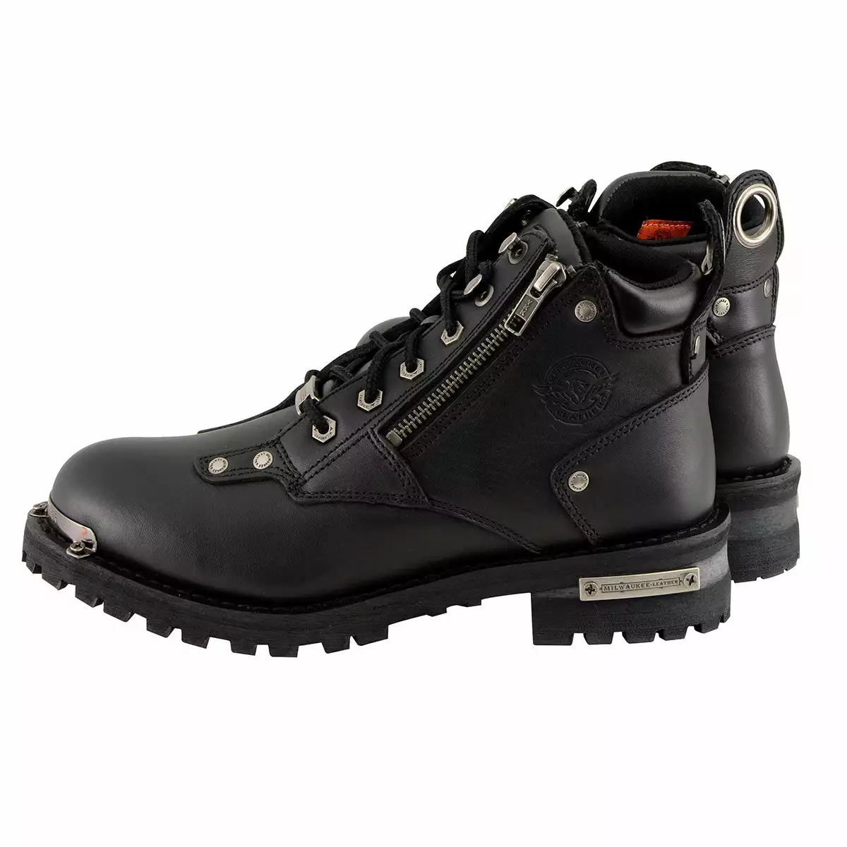 Milwaukee Leather MBL9335 Women's Black Low Cut Lace-Up Leather Riding Boots With Zippers - Image 6