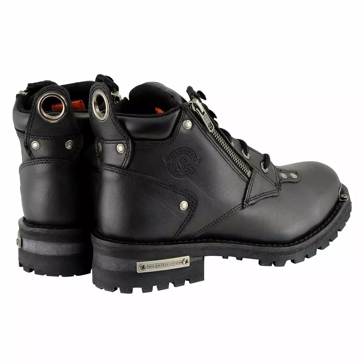 Milwaukee Leather MBL9335 Women's Black Low Cut Lace-Up Leather Riding Boots With Zippers - Image 8