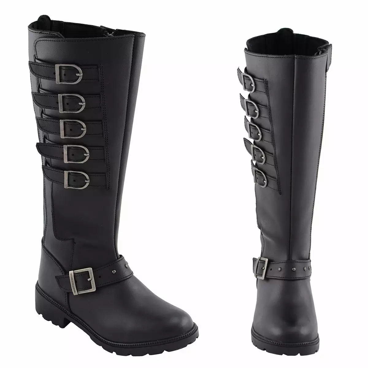 Milwaukee Leather MBL9395 Women's Black 17-Inch Side Strap Riding Leather Boots With Side Zipper - Image 12