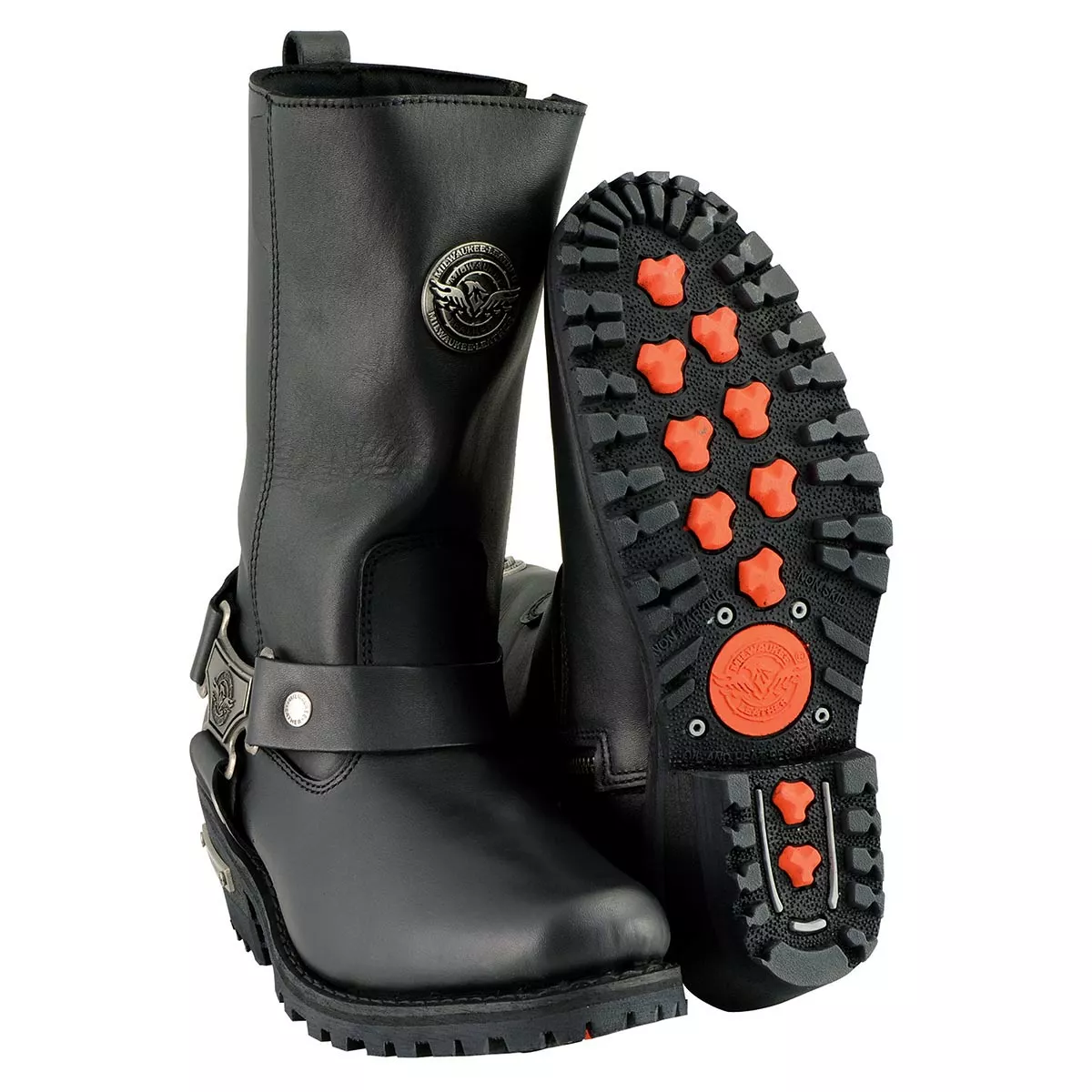 Milwaukee Leather MBL9360 Women's Black Leather 11-Inch Classic Harness Square Toe Motorcycle Boots - Image 10