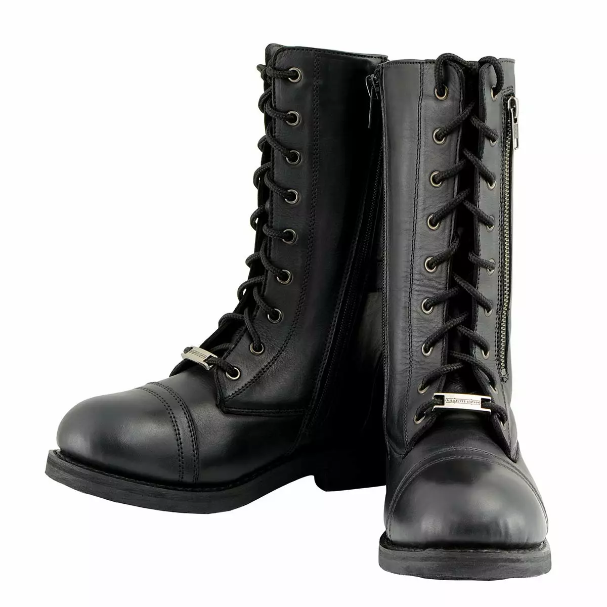 Milwaukee Leather MBL9369 Women's ‘Graze’ Black Leather Lace-Up Boots With Zipper Pocket - Image 5