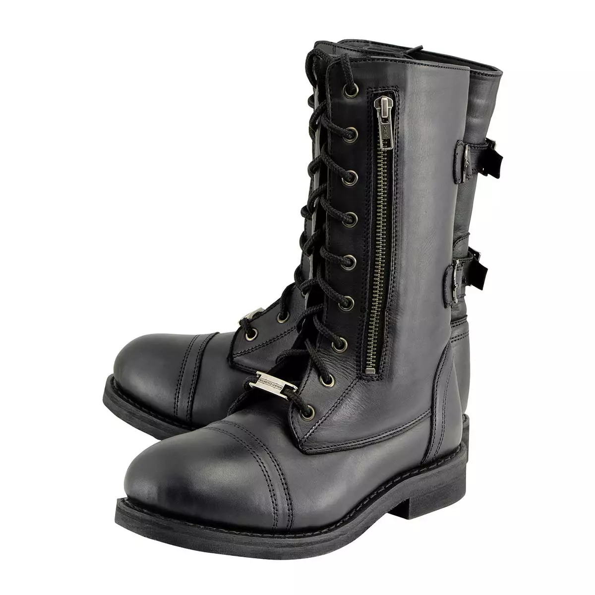Milwaukee Leather MBL9369 Women's ‘Graze’ Black Leather Lace-Up Boots With Zipper Pocket - Image 6