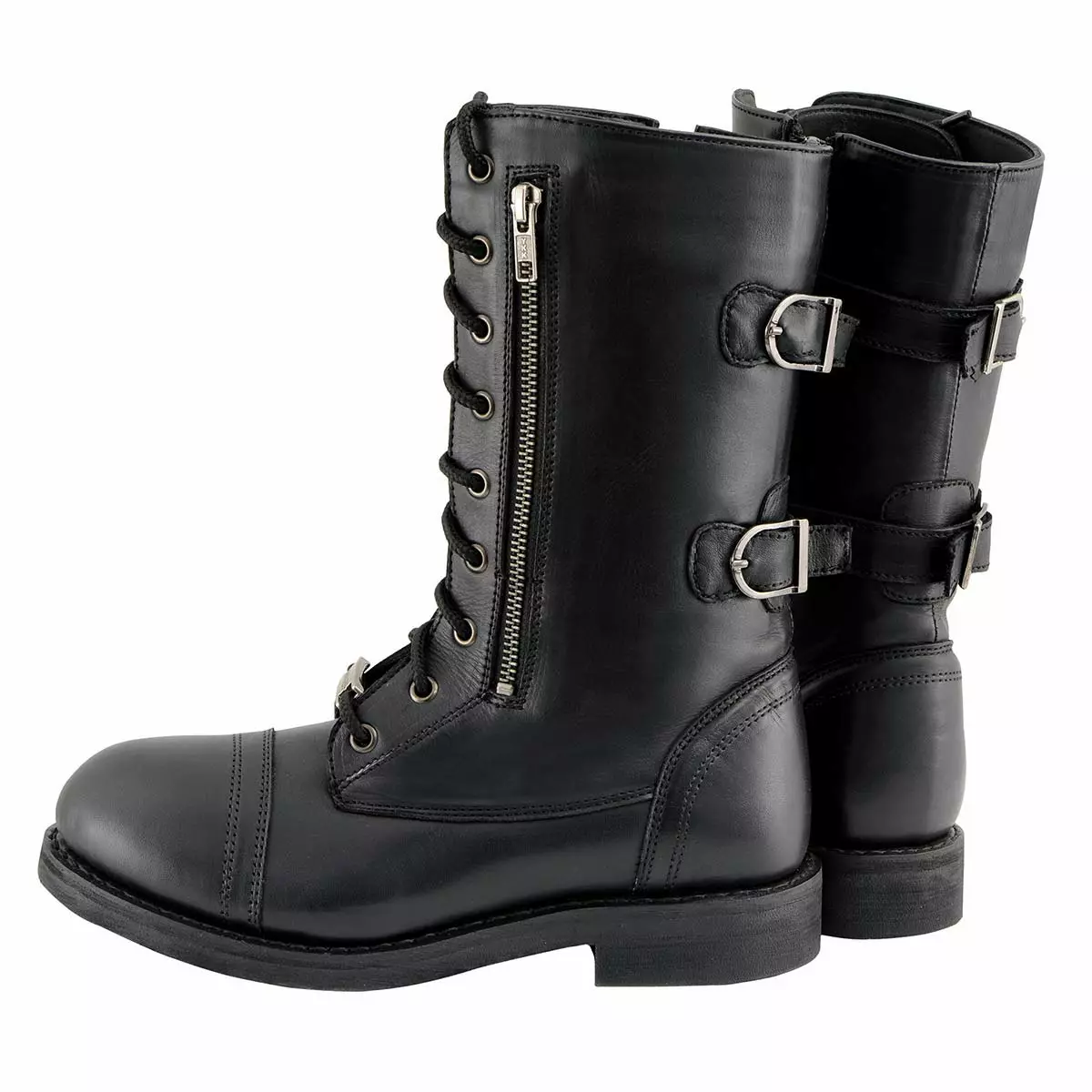 Milwaukee Leather MBL9369 Women's ‘Graze’ Black Leather Lace-Up Boots With Zipper Pocket - Image 7