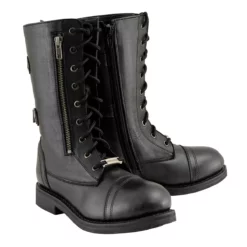 Milwaukee Leather MBL9369 Women's ‘Graze’ Black Leather Lace-Up Boots With Zipper Pocket
