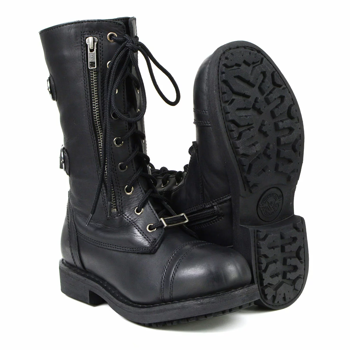 Milwaukee Leather MBL9369 Women's ‘Graze’ Black Leather Lace-Up Boots With Zipper Pocket - Image 11