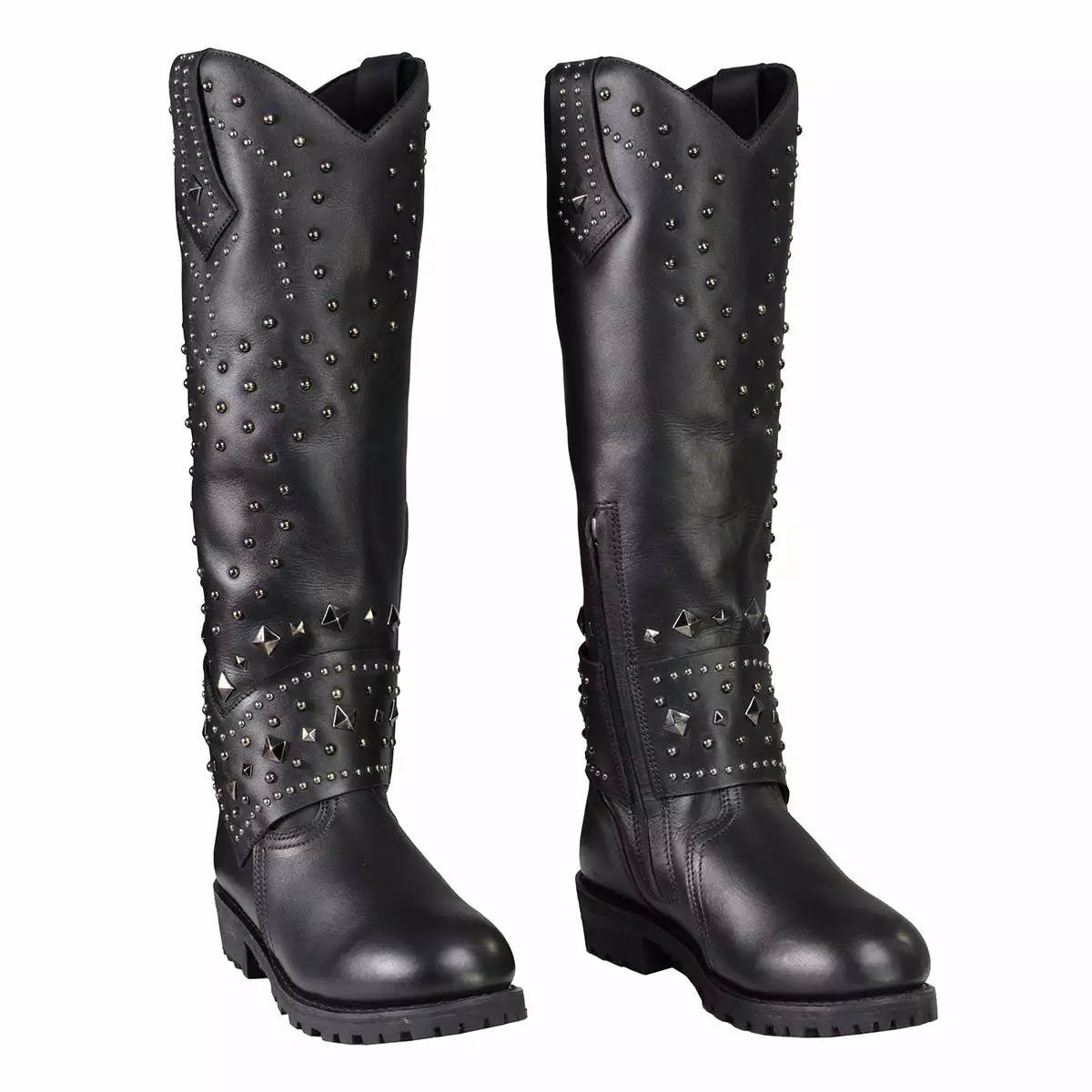 Milwaukee Leather MBL9371 Women's Black 18 Inch Studded And Riveted Western Style Boots - Image 4