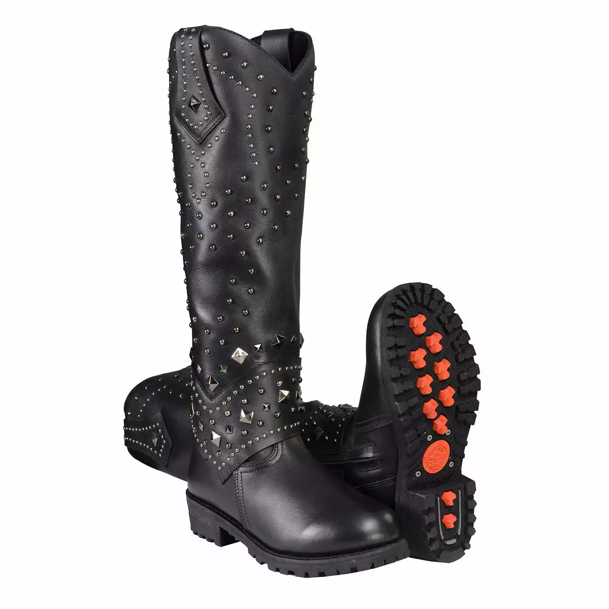 Milwaukee Leather MBL9371 Women's Black 18 Inch Studded And Riveted Western Style Boots - Image 2