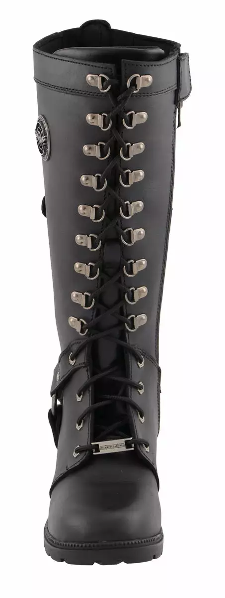 Milwaukee Leather MBL9380 Women's Black 'Jane' 15-inch Leather Combat Style Harness Boots - Image 9