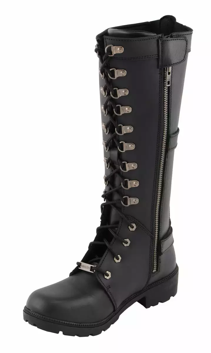 Milwaukee Leather MBL9380 Women's Black 'Jane' 15-inch Leather Combat Style Harness Boots - Image 8