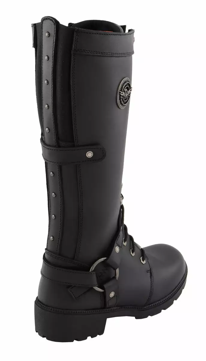 Milwaukee Leather MBL9380 Women's Black 'Jane' 15-inch Leather Combat Style Harness Boots - Image 4