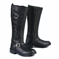 Milwaukee Leather MBL9395 Women's Black 17-Inch Side Strap Riding Leather Boots With Side Zipper