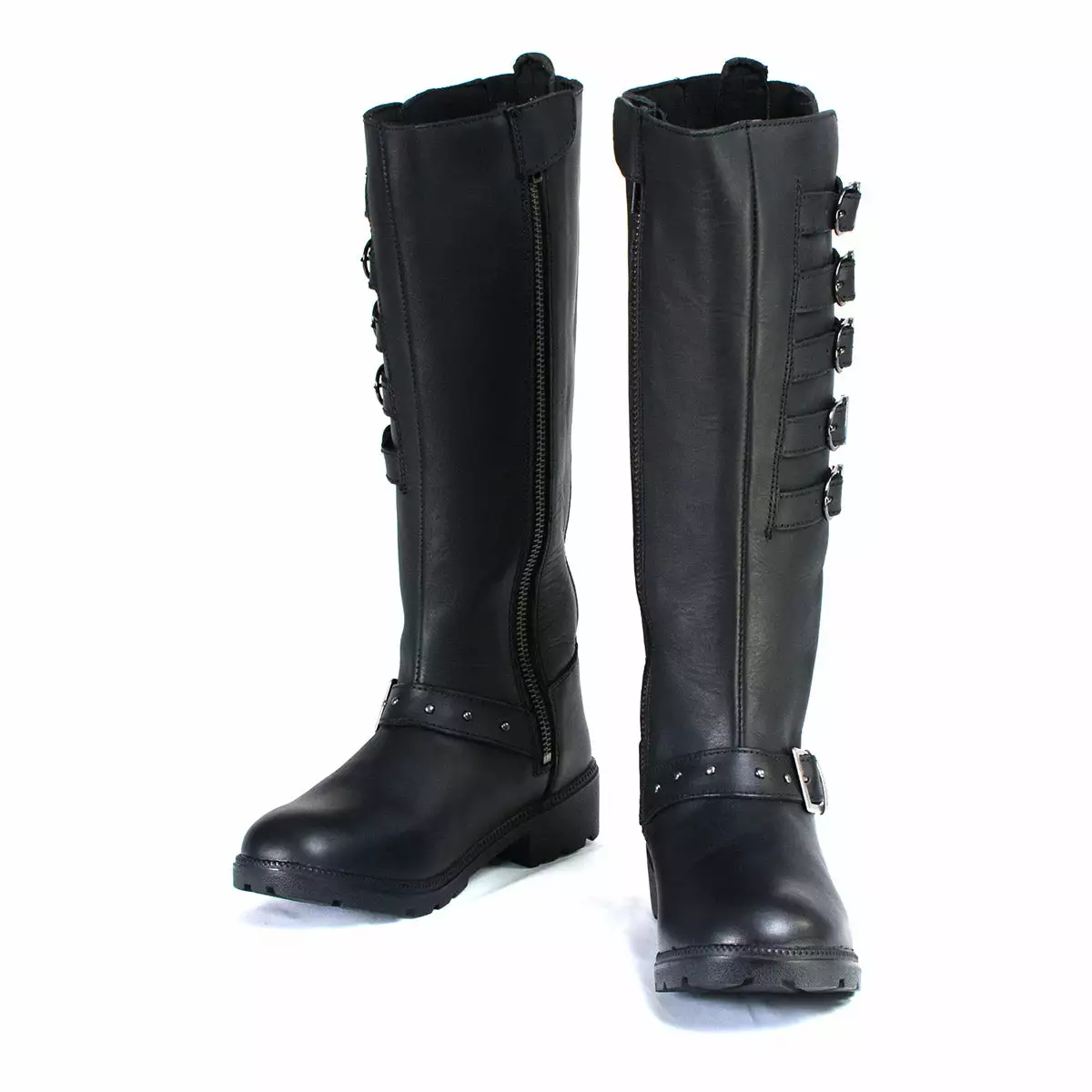 Milwaukee Leather MBL9395 Women's Black 17-Inch Side Strap Riding Leather Boots With Side Zipper - Image 4