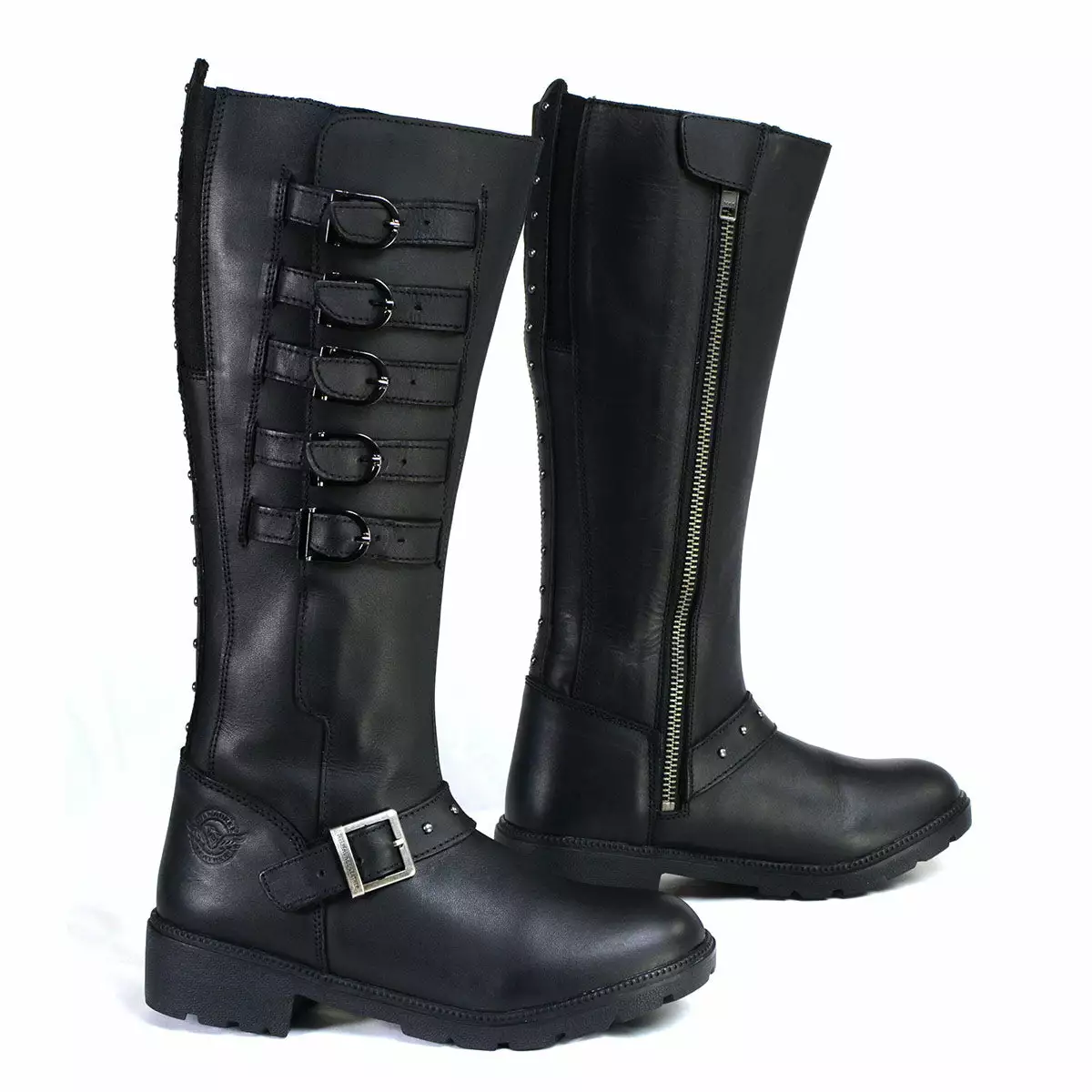 Milwaukee Leather MBL9395 Women's Black 17-Inch Side Strap Riding Leather Boots With Side Zipper - Image 10