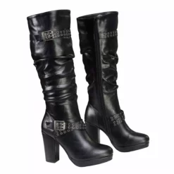 Milwaukee Leather MBL9419 Ladies Tall Black Platform Boots With Slouch Shaft