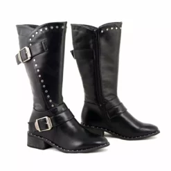 Milwaukee Leather MBL9423 Women's Black Studded Boots With Studded Outsole
