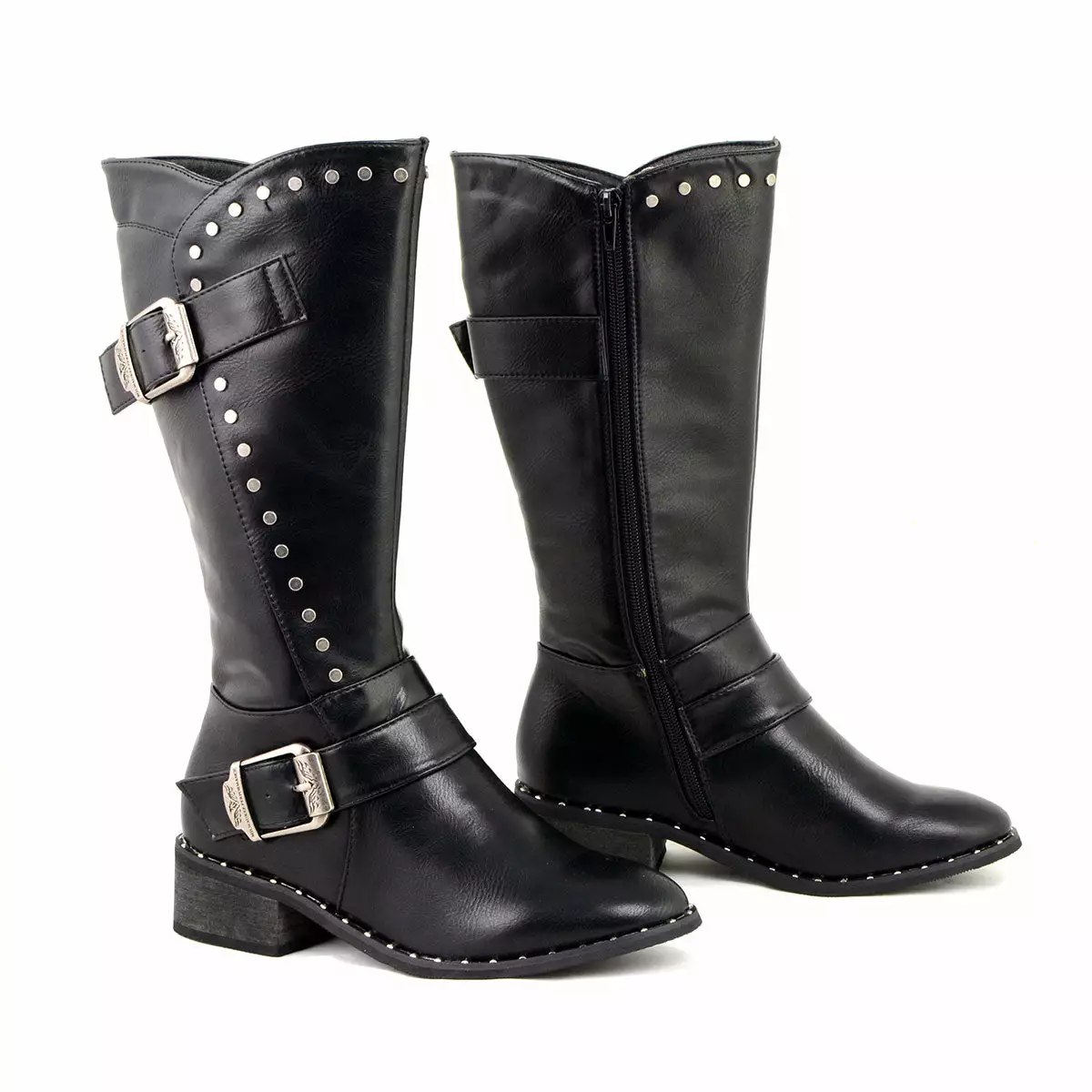 Milwaukee Leather MBL9423 Women's Black Studded Boots With Studded Outsole