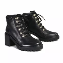 Milwaukee Performance Leather MBL9439 Women's ‘Devine’ Black Leather Lace To Toe Boots With Platform Heel