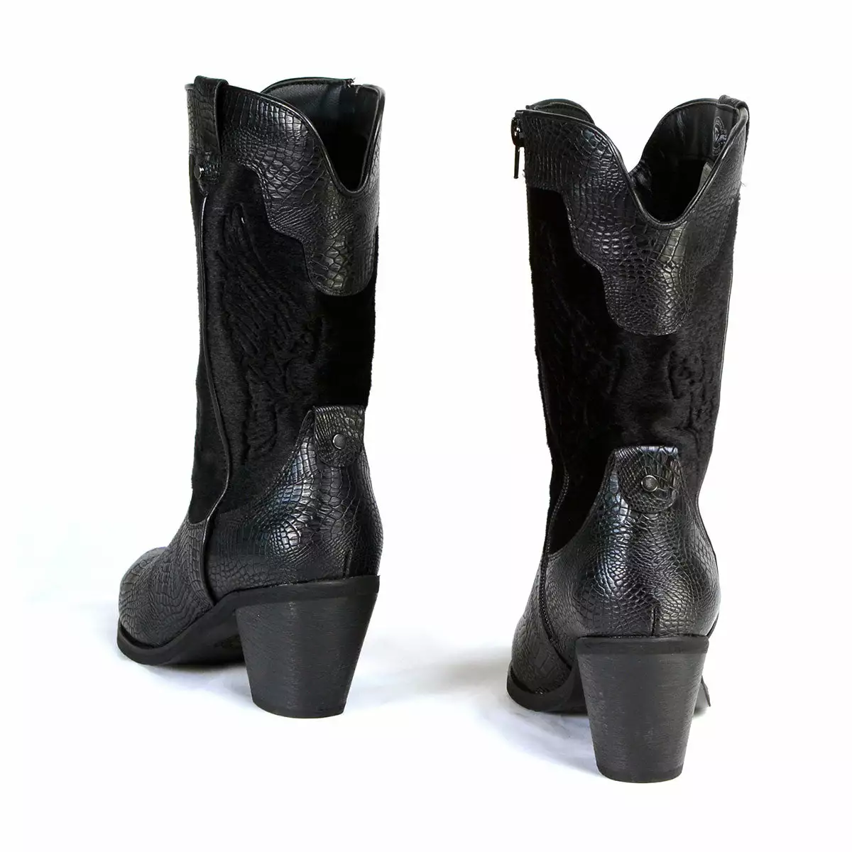 Milwaukee Leather MBL9441 Ladies Black Western Boots With Black Snake Print - Image 7