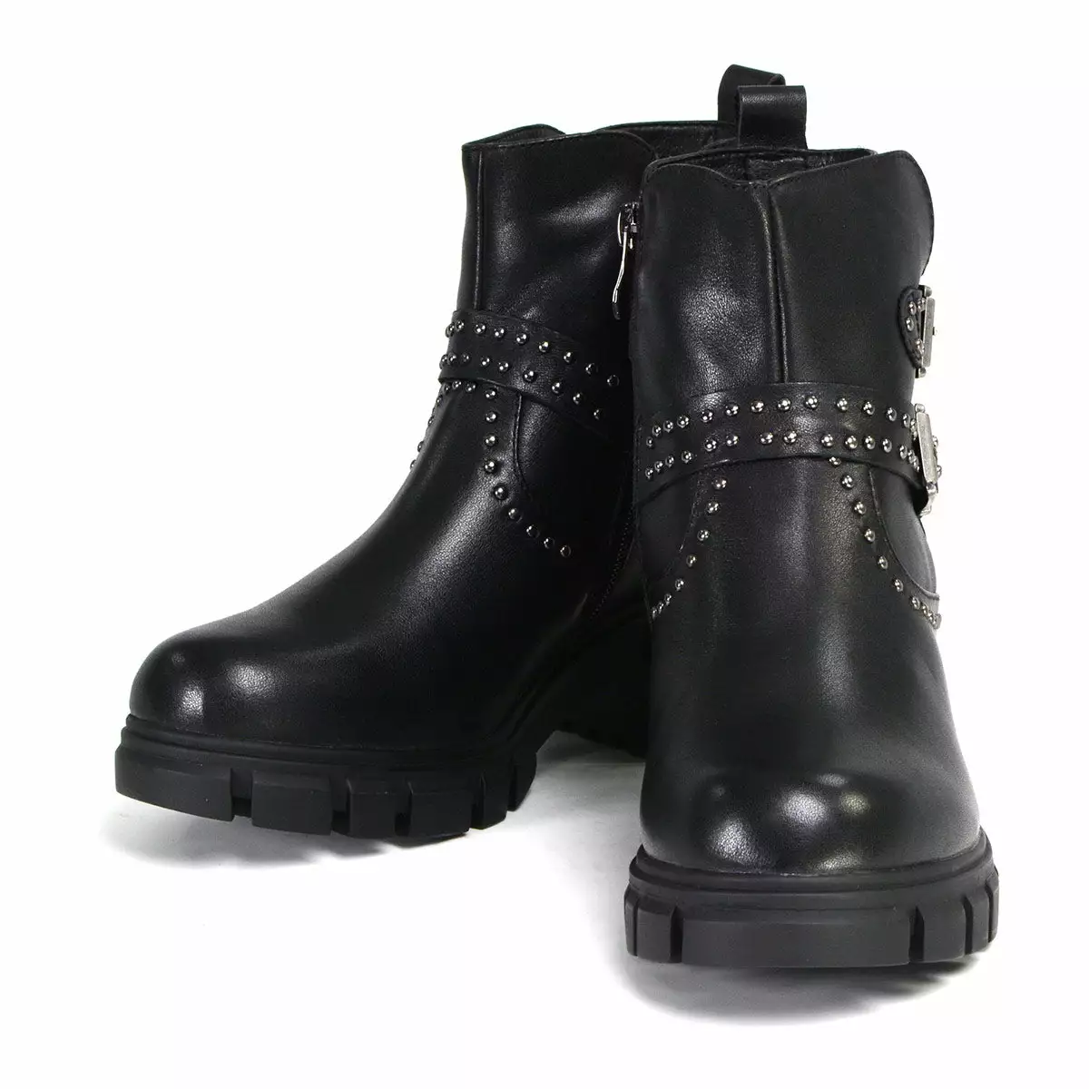 Milwaukee Performance Leather MBL9446 Women's ‘Siren’ Black Leather Studded Boots With Side Zipper Entry - Image 3