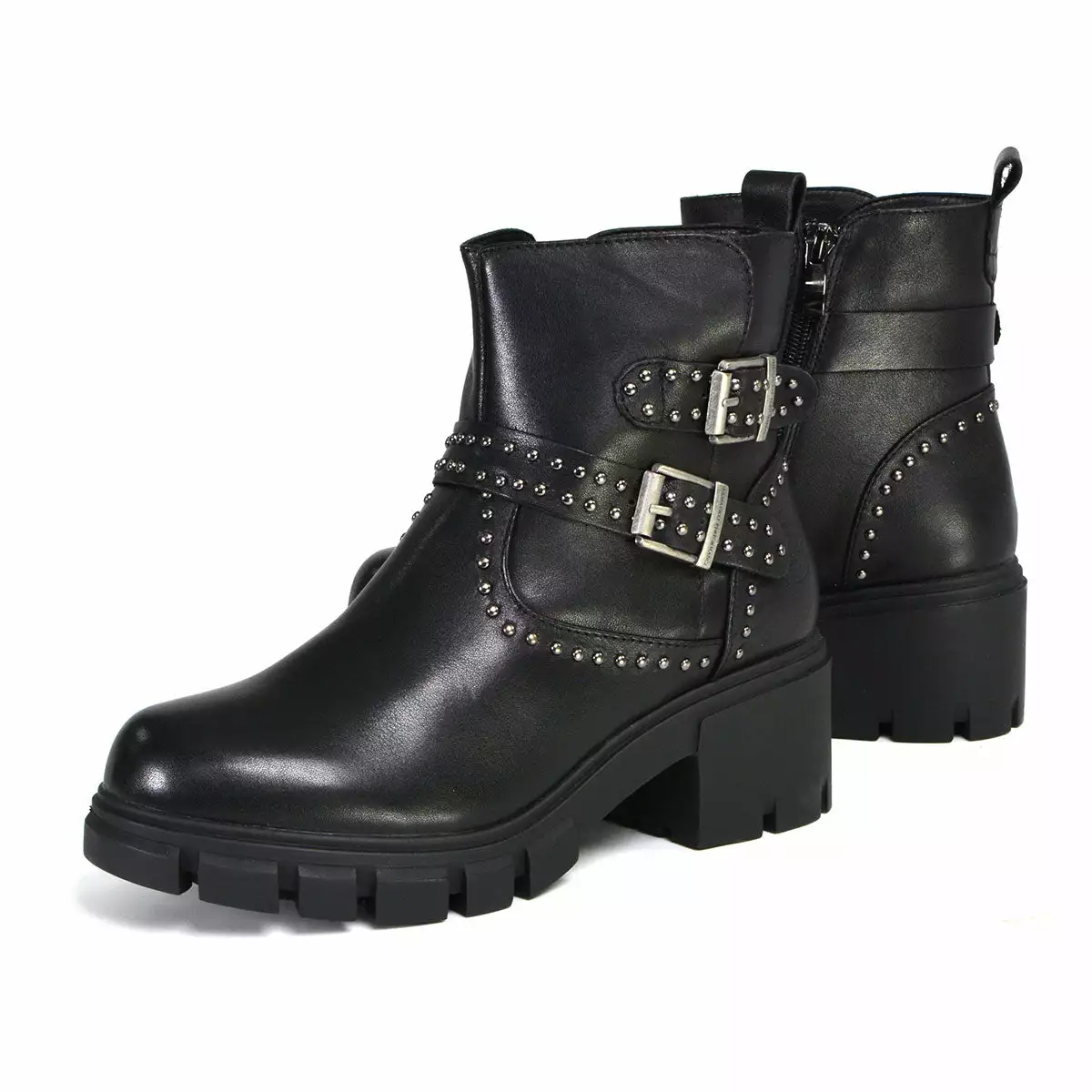 Milwaukee Performance Leather MBL9446 Women's ‘Siren’ Black Leather Studded Boots With Side Zipper Entry - Image 4