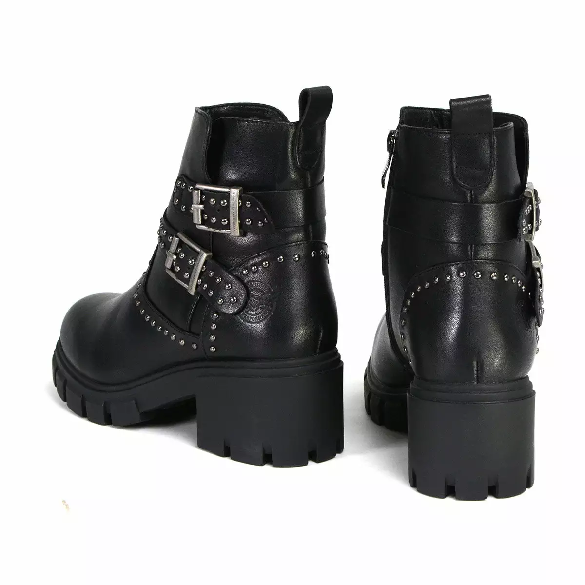 Milwaukee Performance Leather MBL9446 Women's ‘Siren’ Black Leather Studded Boots With Side Zipper Entry - Image 6