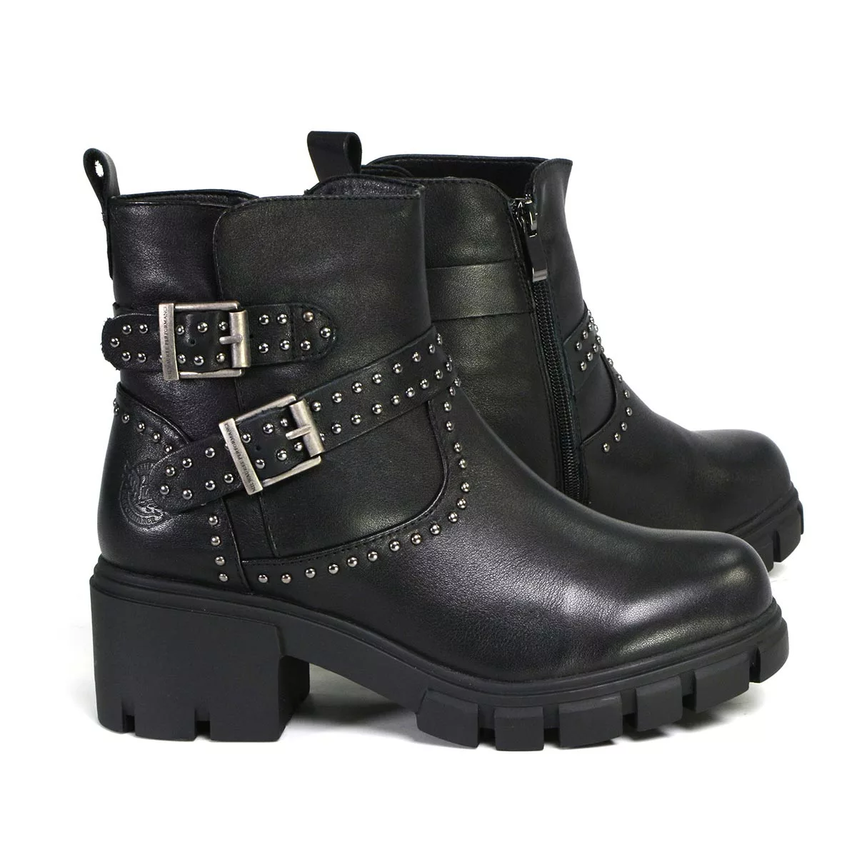 Milwaukee Performance Leather MBL9446 Women's ‘Siren’ Black Leather Studded Boots With Side Zipper Entry - Image 8
