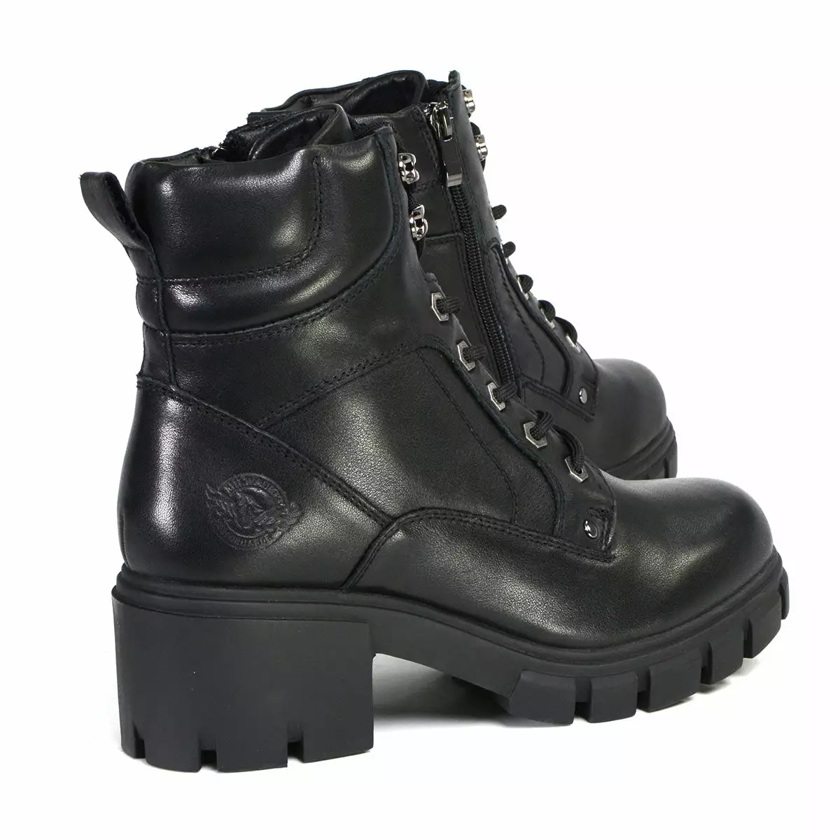 Milwaukee Performance Leather MBL9447 Women's ‘Garter’ Black Leather Lace To Toe Motorcycle Boots - Image 7