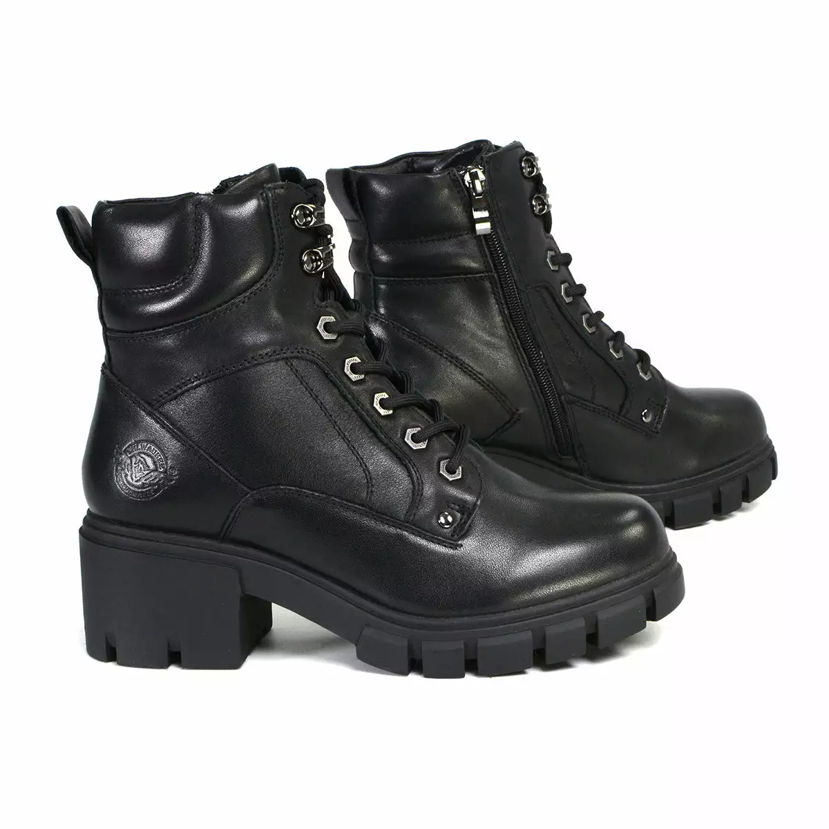 Milwaukee Performance Leather MBL9447 Women's ‘Garter’ Black Leather Lace To Toe Motorcycle Boots - Image 8
