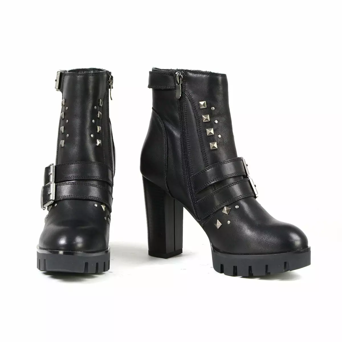 Milwaukee Leather MBL9456 Women's Black Leather Platform Boots With Straps - Image 2