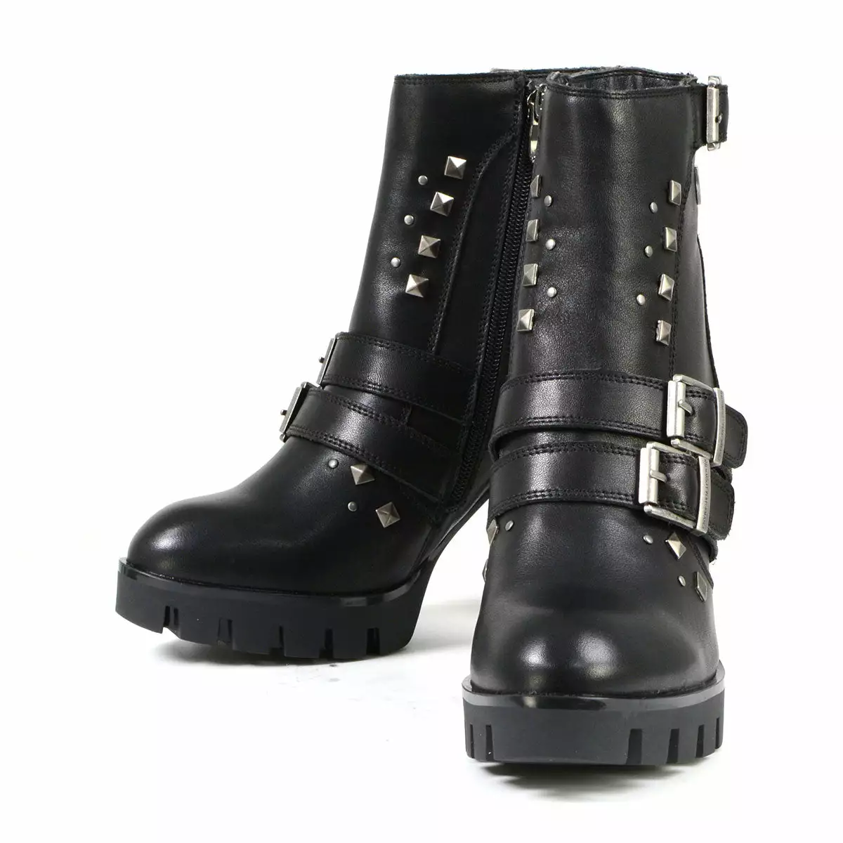 Milwaukee Leather MBL9456 Women's Black Leather Platform Boots With Straps - Image 10