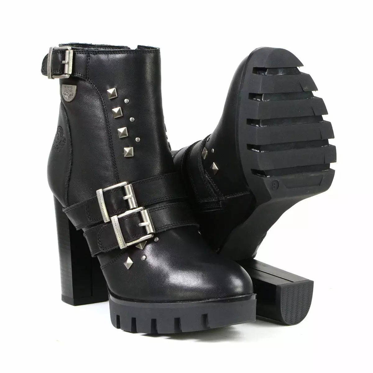 Milwaukee Leather MBL9456 Women's Black Leather Platform Boots With Straps - Image 9