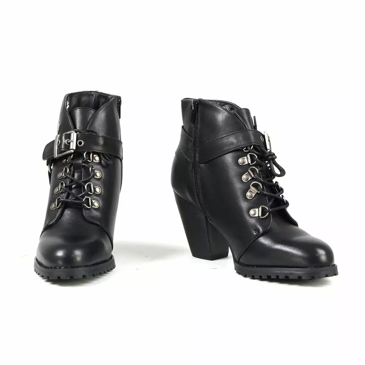 Milwaukee Leather MBL9458 Women's Black Leather Boots With Classic Harness Ring - Image 2