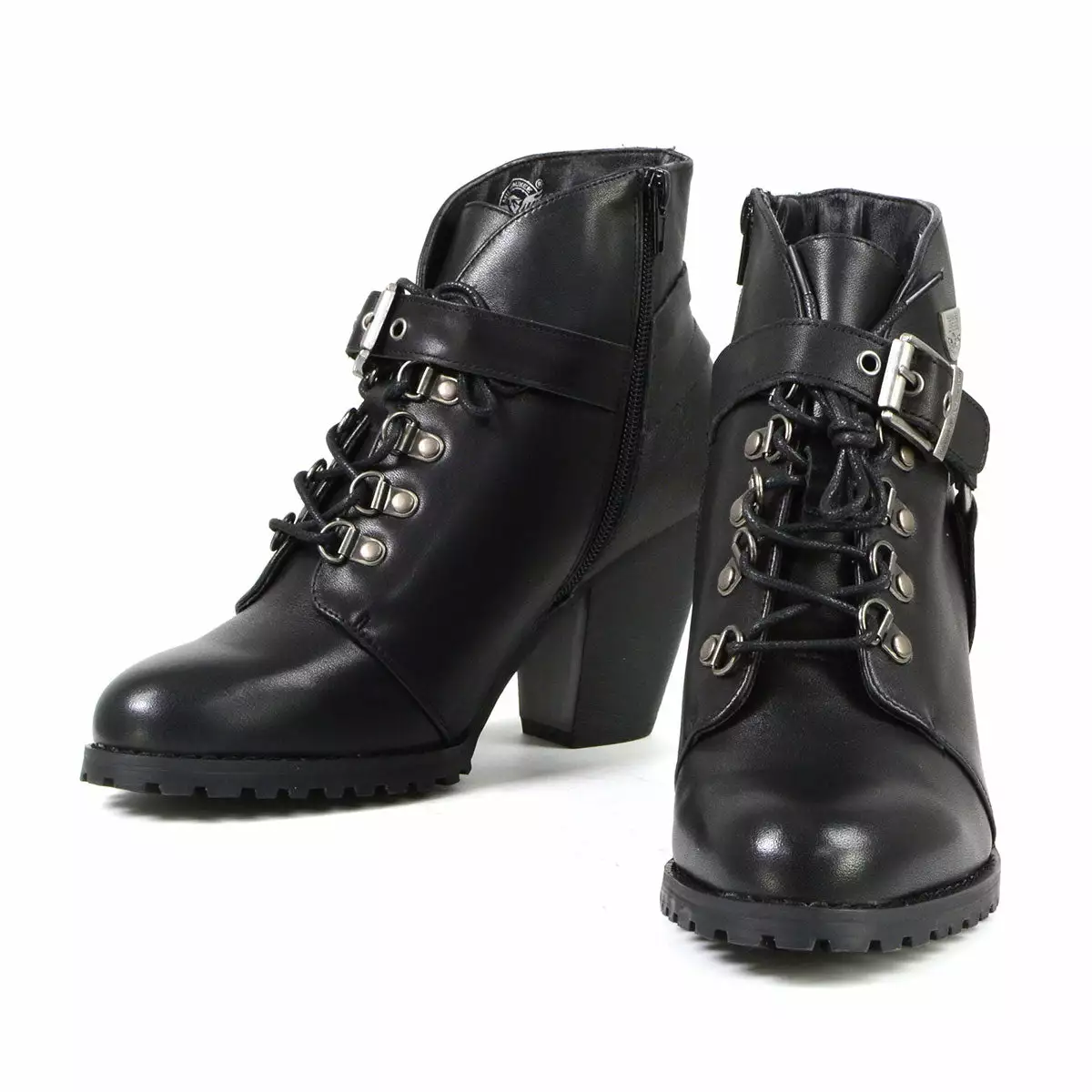 Milwaukee Leather MBL9458 Women's Black Leather Boots With Classic Harness Ring - Image 3